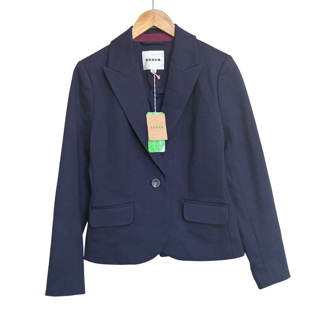 NWT Boden Navy Blue Single Button Ponte Blazer Jacket US 4R U0196